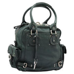 Chloe Paddington Shoulder Bag Leather Green Silver Auth 113085
