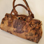 Vintage Chloe Leather purse lock bag dyed brown black cowgirl western equestrian