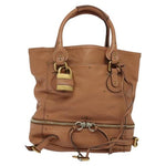 Chloe Paddington Hand Bag Leather Beige Gold Silver Auth 115904